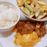 ワンプレート マヨわさび納豆と炒り卵と白菜酢の物